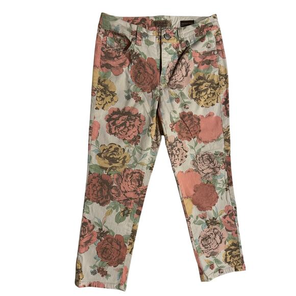 Nine West BOHO Jeans Vintage America Collection Floral Stretch Cuffed Denim 27/4 - Picture 1 of 6